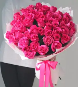 Монобукет из 45 розовых роз 70 см